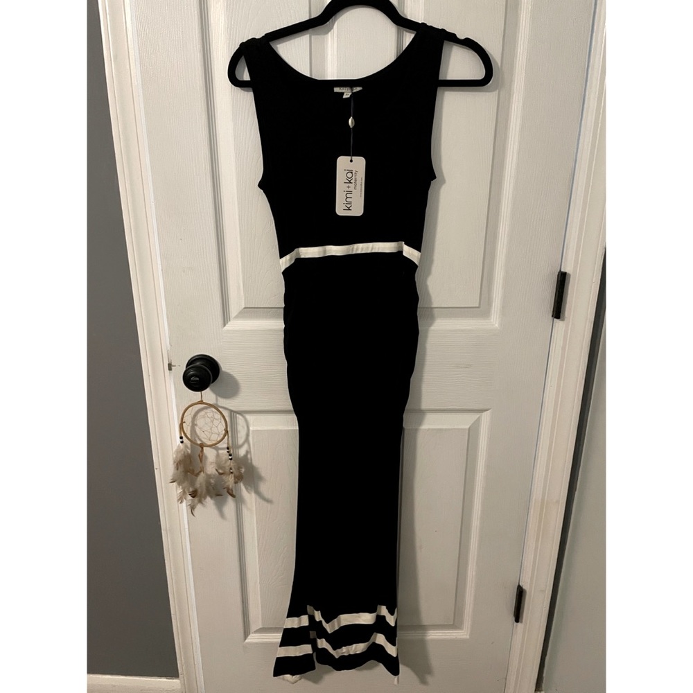 Kimi and Kai Cortana Stripe Maternity Mermaid Maxi Dress